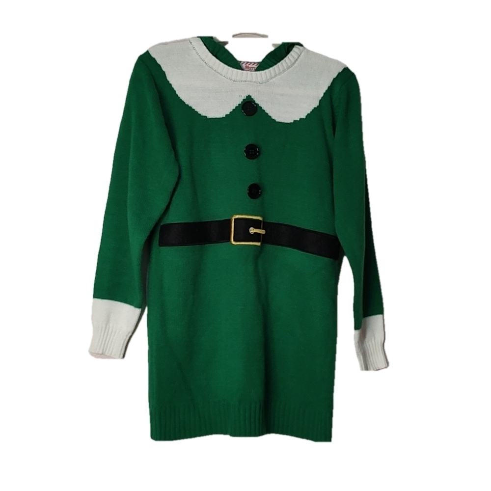 Elf Theme Christmas Dress with Hoodie Size M